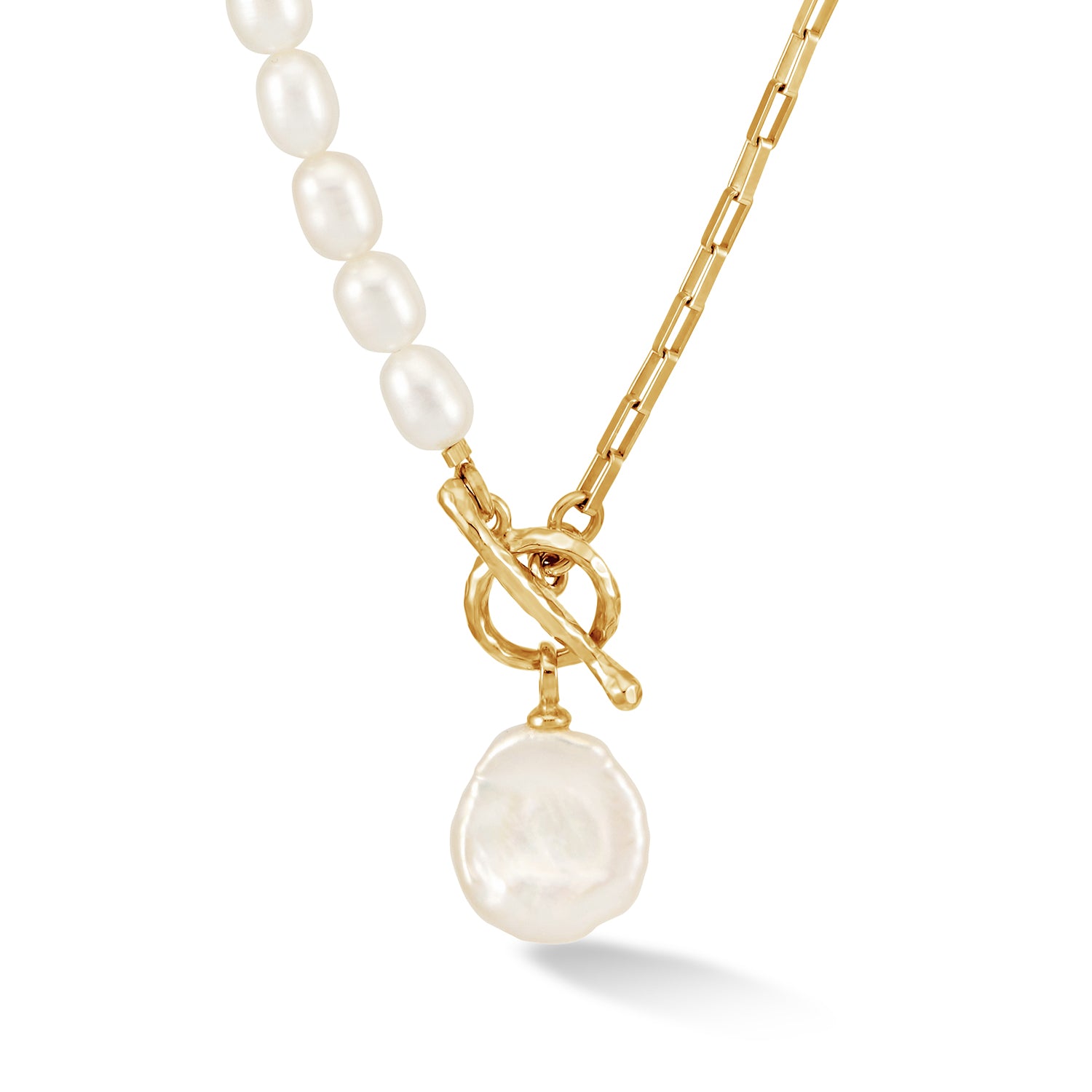 Image of Luna Medium Freshwater Pearl, Chain and Keshi Drop Necklace