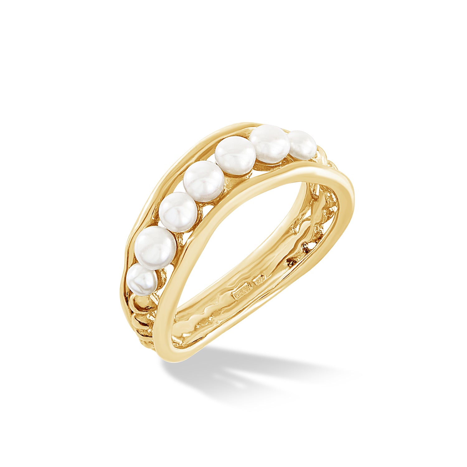 Image of 9k Gold & Pearl Waterfall Ring