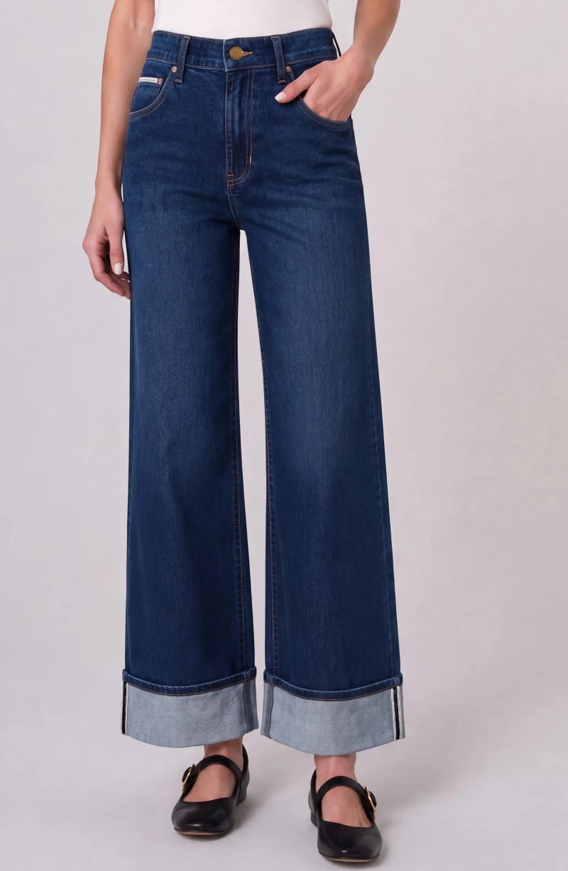 Image of MORGAN HIGH RISE SELVEDGE CUFFED WIDE LEG
