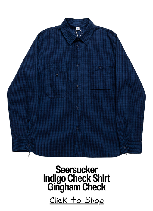Seersucker Indigo Check Shirt - Gingham Check