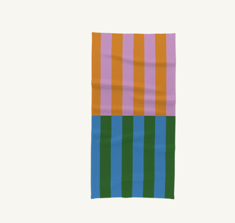 Abstraction_GEOMETRIC_STRIPE_LINE_COLORFUL_POP_ART_0701L Bath Towel