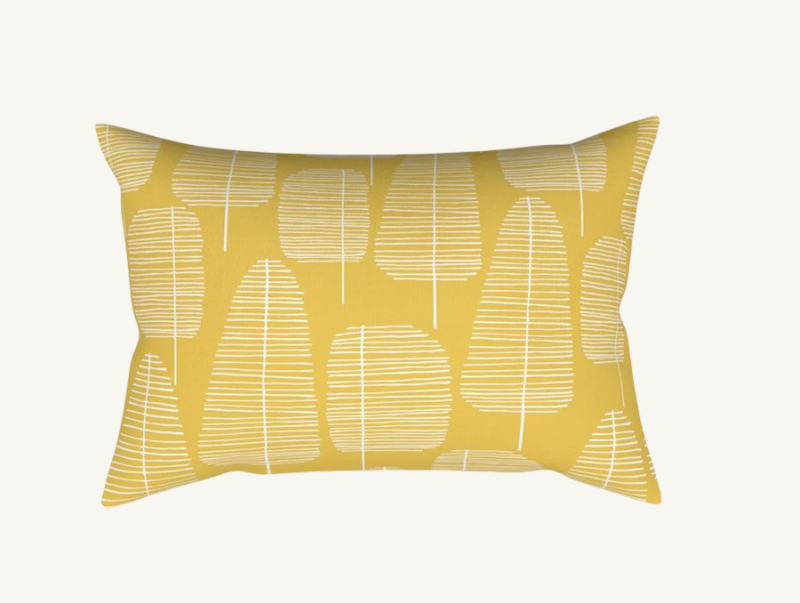 Mid Century Modern Forest Yellow Rectangular Pillow