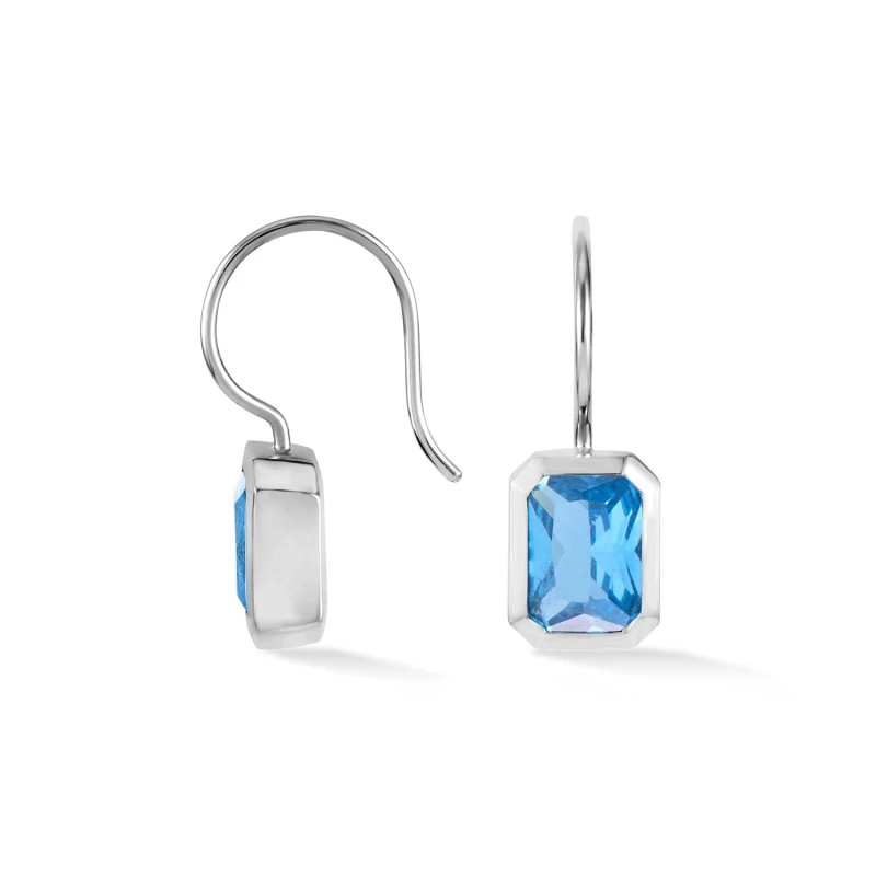 Image of Octagon Blue Topaz Earrings