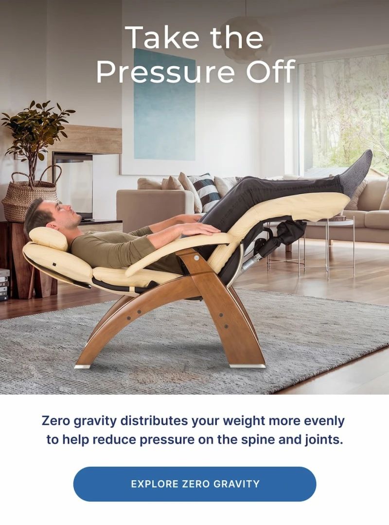 man relaxing in human touch perfect chair zero gravity recliner