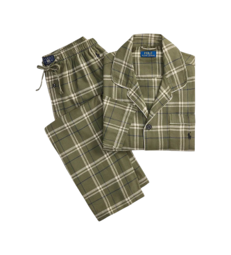 Pijama de franela a cuadros verde