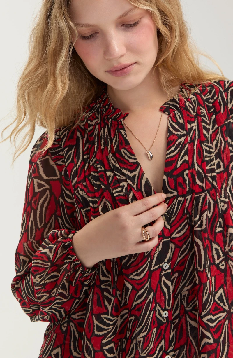 Image of LONG SLEEVE WOVEN BLOUSE W/ PINTUCKS