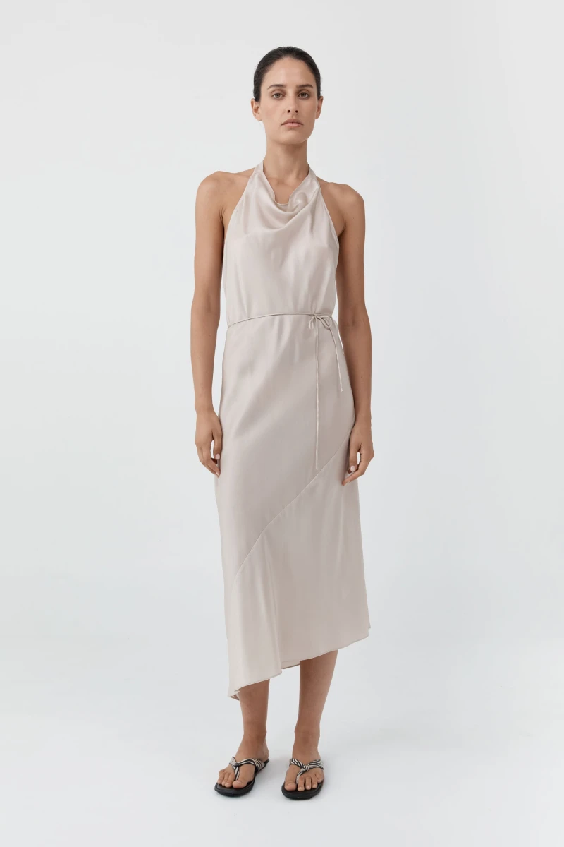 Image of Silk Wrap Dress - Soft Ash