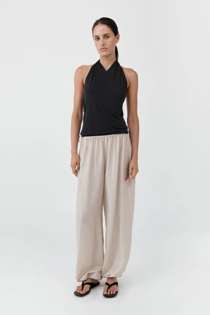 Image of Silk Adjustable Balloon Pants - Soft Ash