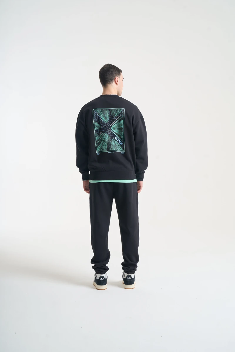 Image of NICCE Mens Comet Sweatshirt & Joggers Set | Black