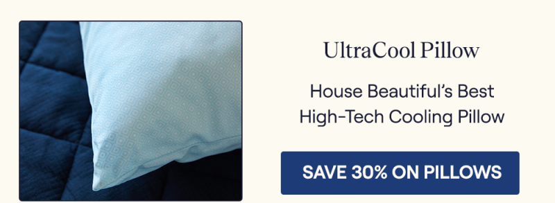 Close up of the corner of the UltraCool Pillow highlighting the blue Outlast®&nbsp;technology