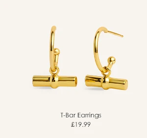 Classic Collection T-Bar Hoop Earrings In Gold Plating