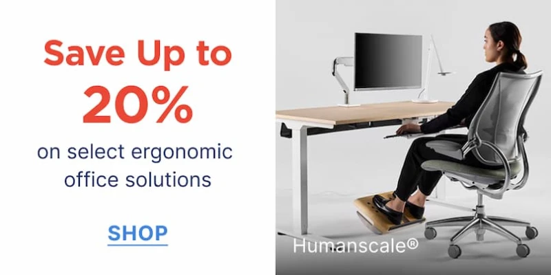save up to 20% on select ergonomic office solutions