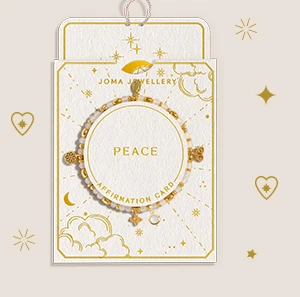 Affirmation Card 'Peace' Bracelet In Gold Plating