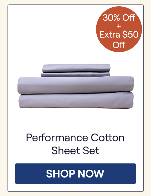 The folded Pewter Performance Cotton Sheet Set on a white background
