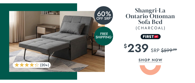 Shangri-La Ontario Ottoman Sofa Bed (Charcoal)