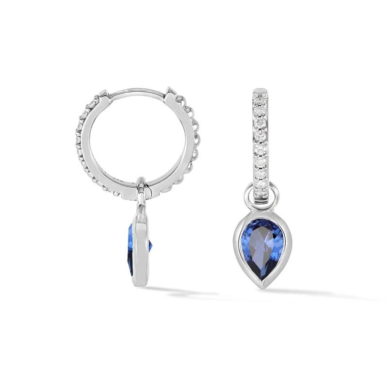 Image of 9k Diamond Stargazer Hoops with Blue Sapphire Tear Drops