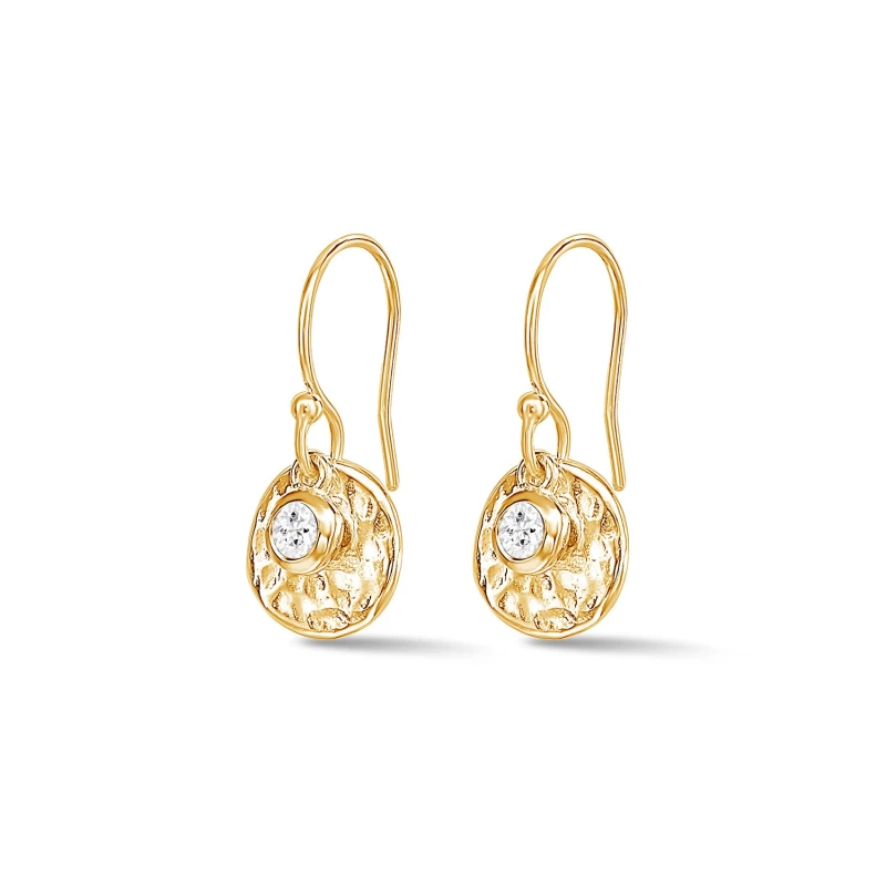 Image of Hammered Disc & White Sapphire Array Earrings