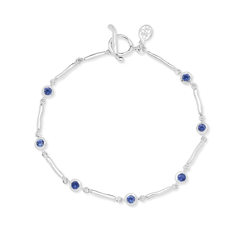 Image of Blue Sapphire Dewdrops Link Bracelet