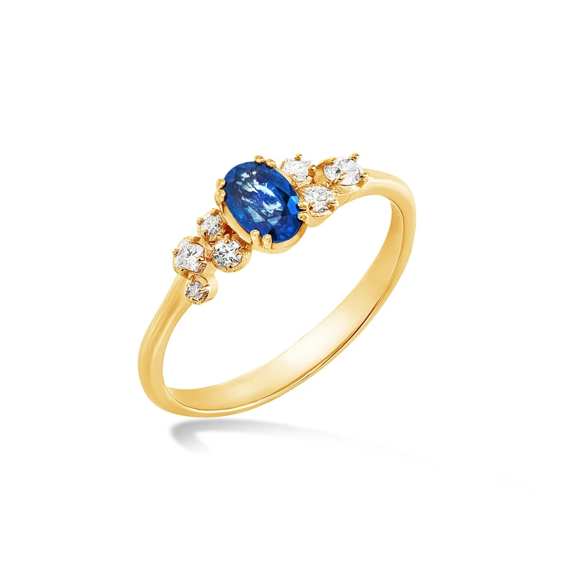 Image of 18k Oval Sapphire & Diamond Stargazer Ring