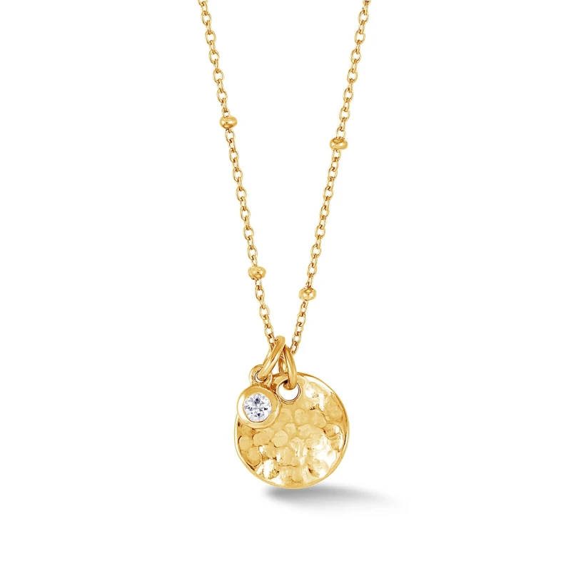 Image of Hammered Disc & White Sapphire Array Necklace