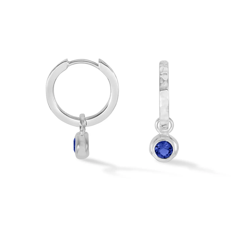 Image of Blue Sapphire Hammered Huggie Hoops