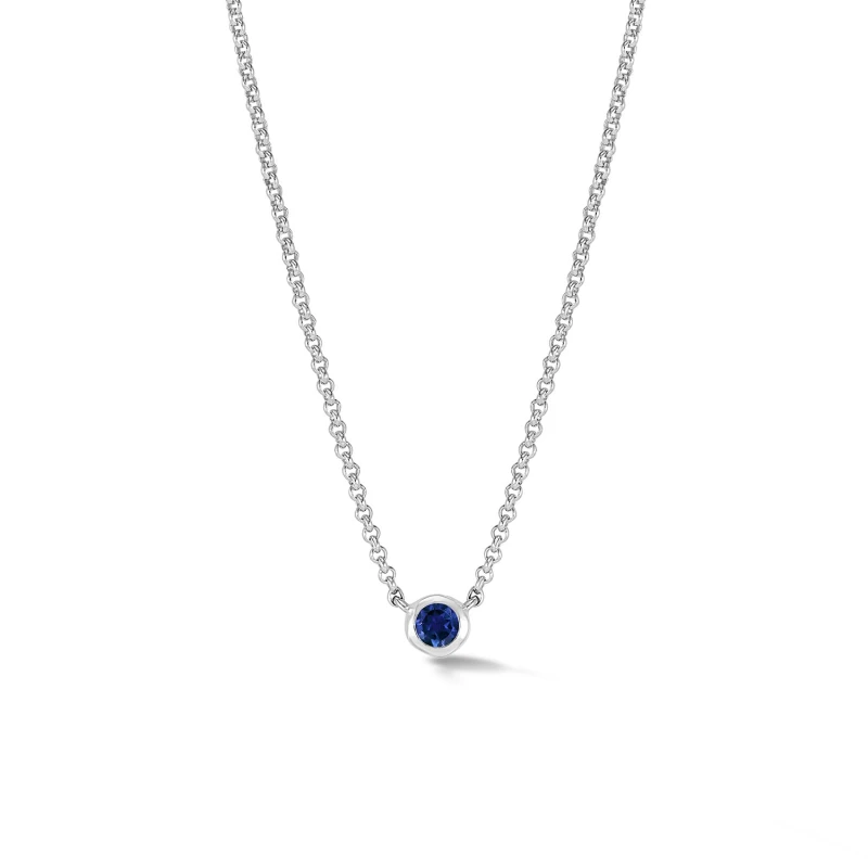 Image of Blue Sapphire Round Dewdrop Pendant