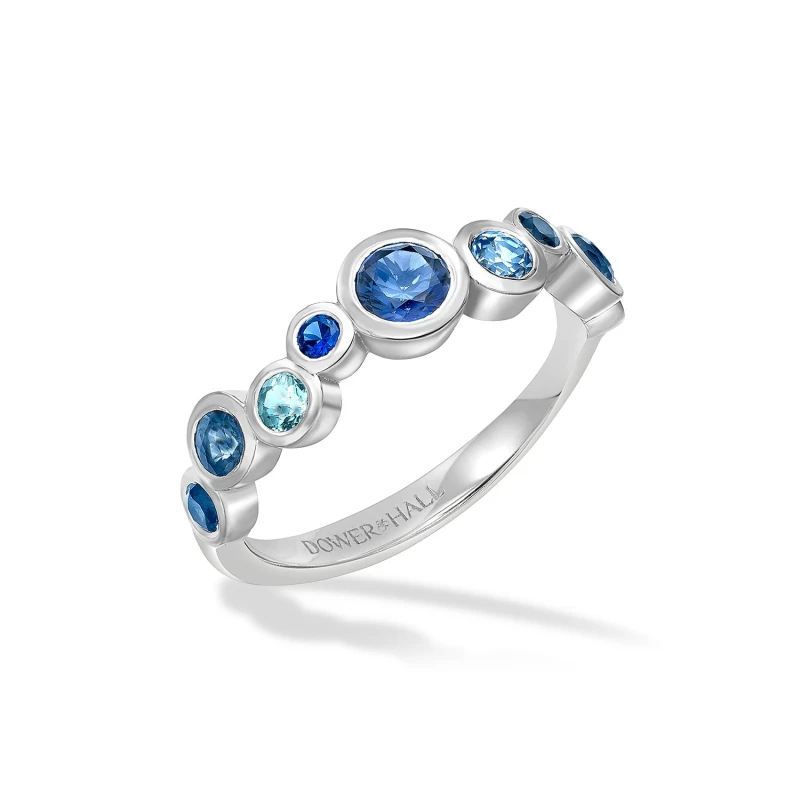 Image of 18k Blue Sapphire & Aquamarine Cascade Ring - 0.75ct