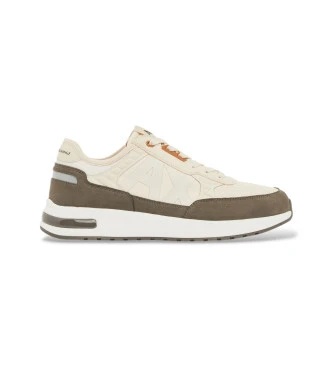 Zapatillas con suela alta y logo beige