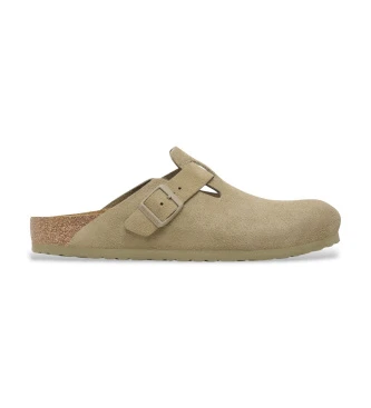 Zuecos de Piel Boston verde (Ajuste Regular) caqui