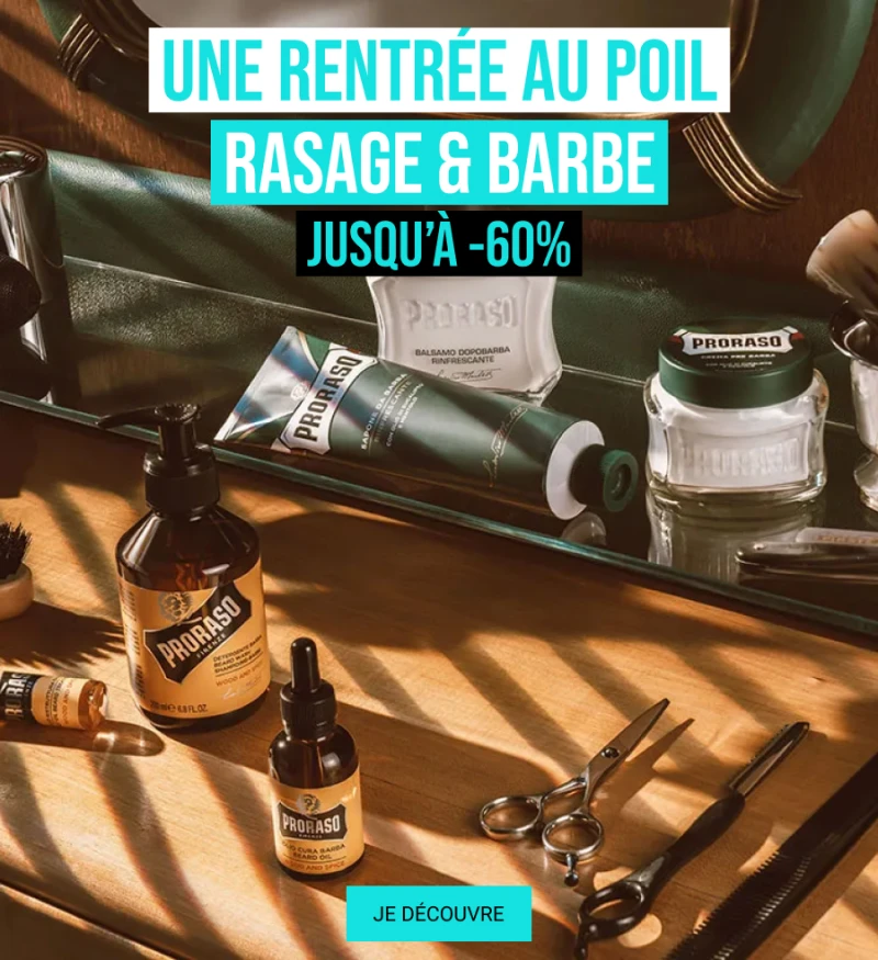 Une rentrée au poil  Rasage & Barbe  Jusqu’à -60%