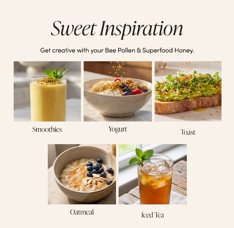 Your 3-Step Routine    Fueling your body properly leads to bigger wins.    Pre-Workout Bee Pollen Fuel up with valuable nutrients, bioavailable protein, and amino acids before you start sweating. 