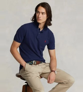 Polo de piqué marino