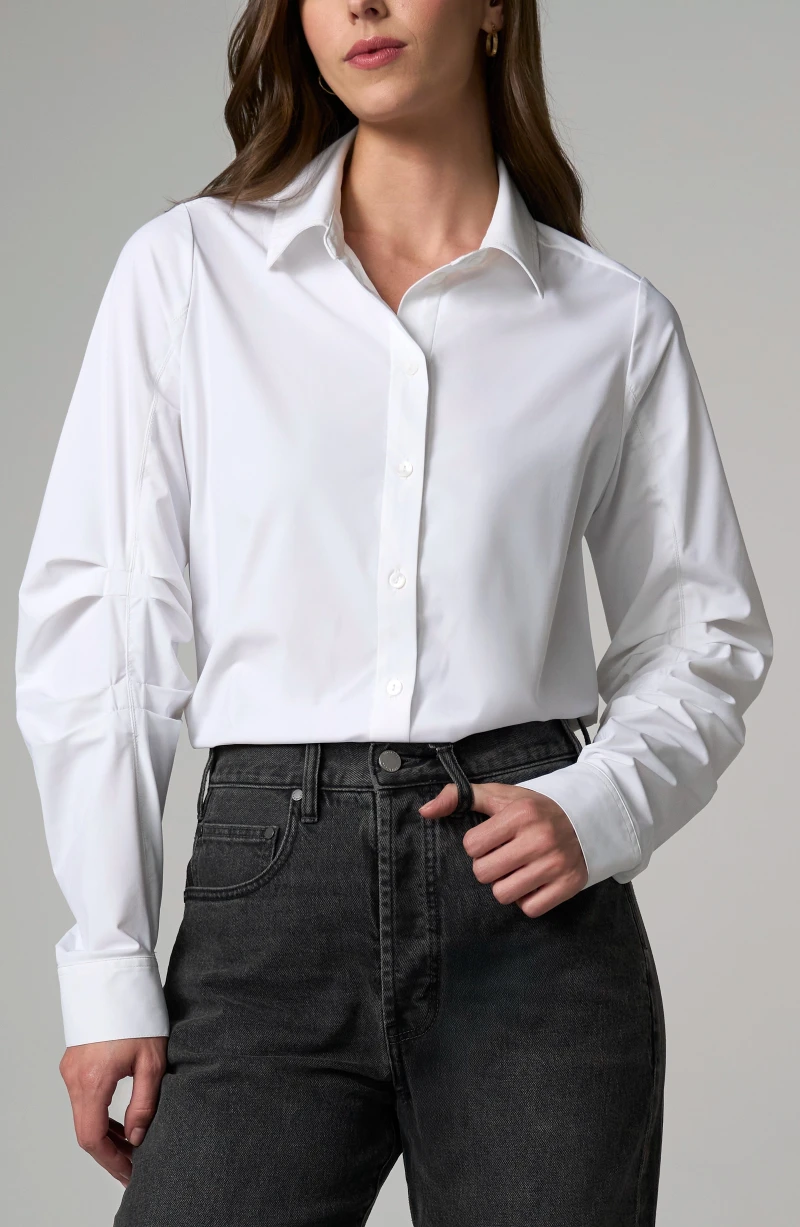 Image of PLEATED SLEEVE BUTTON FRONT SHIRT