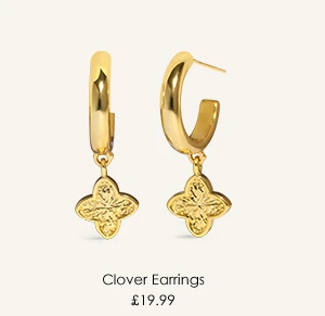 Signature Clover Collection Textured Clover Hoop Earrings In Gold Plating