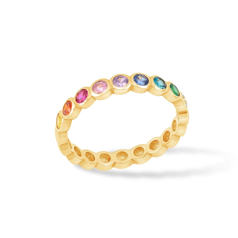 Image of 14k Gold & Rainbow Sapphire Dotty Half Eternity Ring