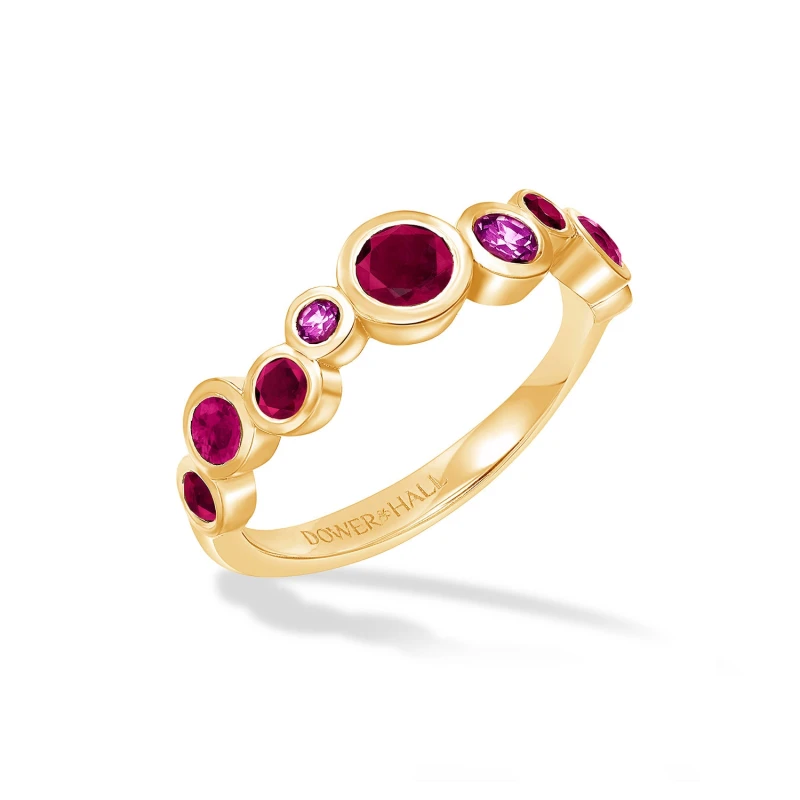 Image of 18k Gold Ruby & Pink Sapphire Cascade Ring - 0.75ct