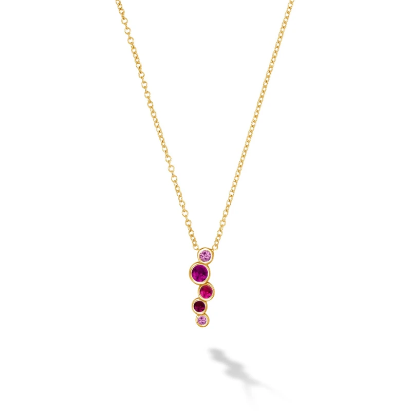 Image of 18k Gold Pink Sapphire & Ruby Small Cascade Pendant