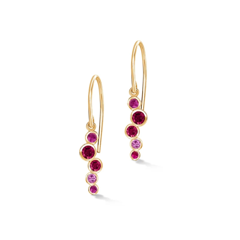 Image of 18k Gold Sapphire & Ruby Small Cascade Earrings