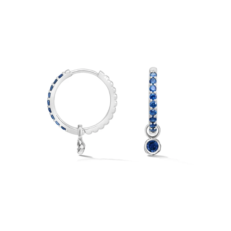 Image of Blue Sapphire Dewdrop Charm Hoops