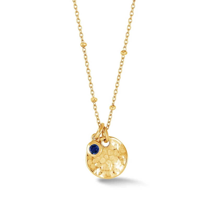 Image of Hammered Disc & Blue Sapphire Array Necklace