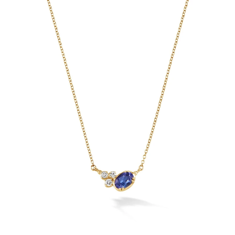 Image of 14k Gold Stargazer Oval Sapphire Pendant