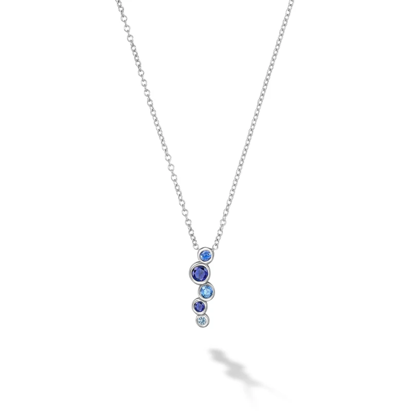 Image of 18k Gold Sapphire & Aquamarine Small Cascade Pendant