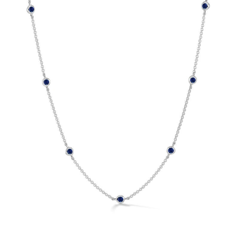Image of Blue Sapphire Dewdrop Chain Necklace