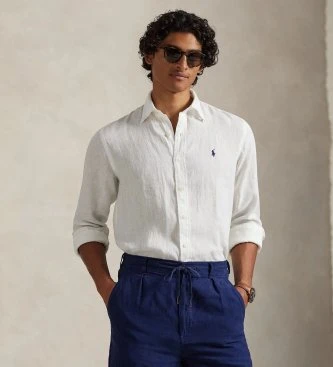 Camisa de lino Custom Fit blanco