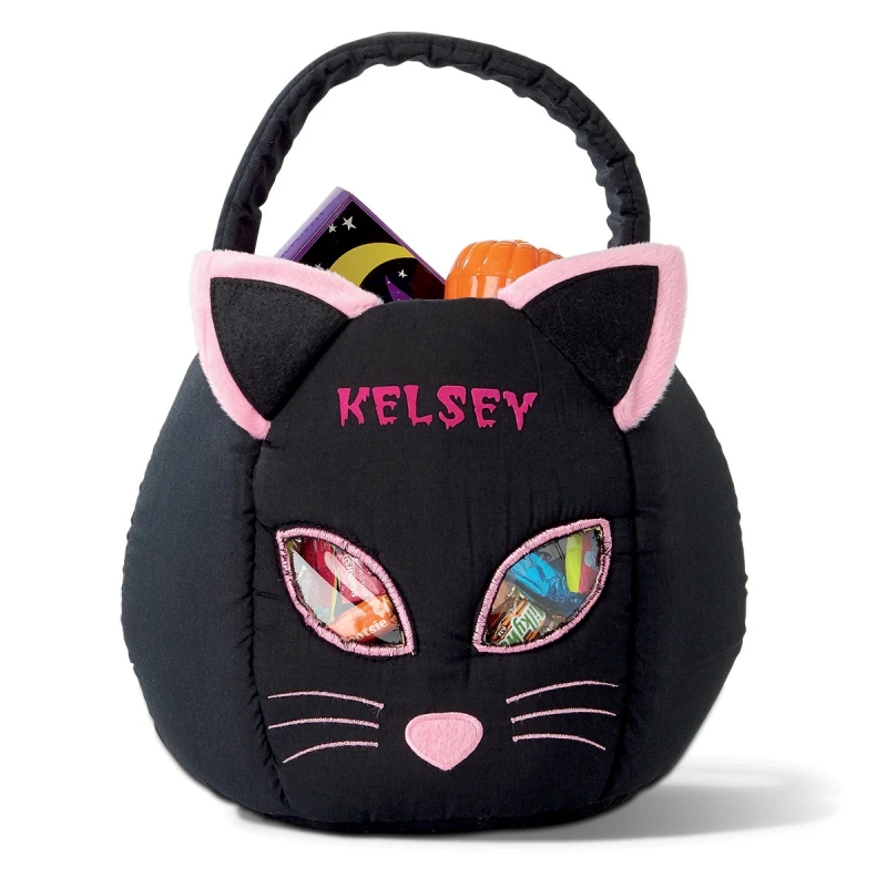 Image of Black Cat Personalized Halloween Treat Bag