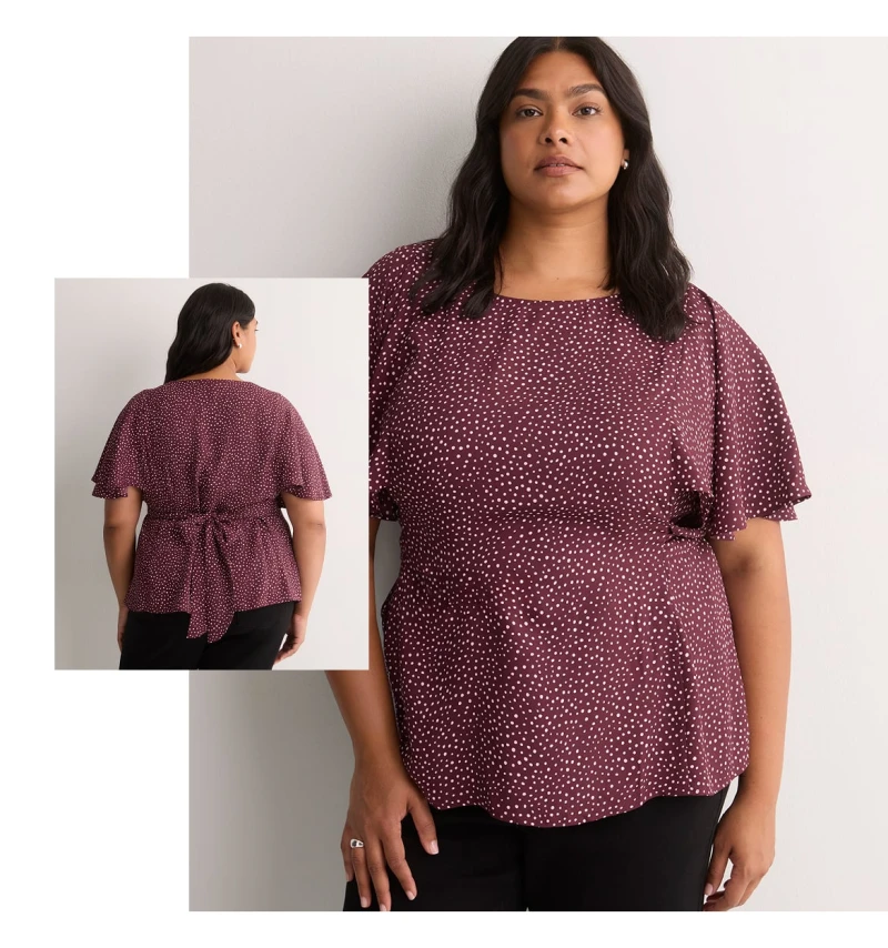 The Cape Flutter-Sleeve Silky Blouse