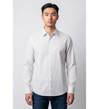 Camisa de manga larga Pinstripe blanco