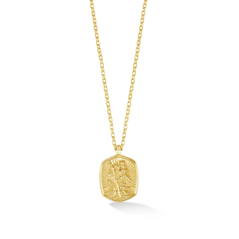 Image of Men's 9k Gold St. Christopher Tiny Talisman Necklace