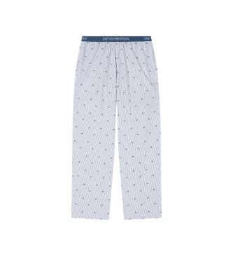 Pantalón de estar por casa con logotipo en tejido jacquard azul
