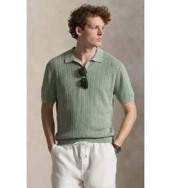 Jersey de lino con cuello abierto verde